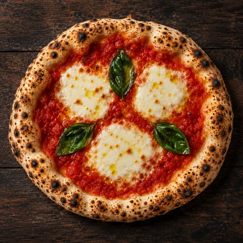 Pizza margherita napolitaine devant le four à bois